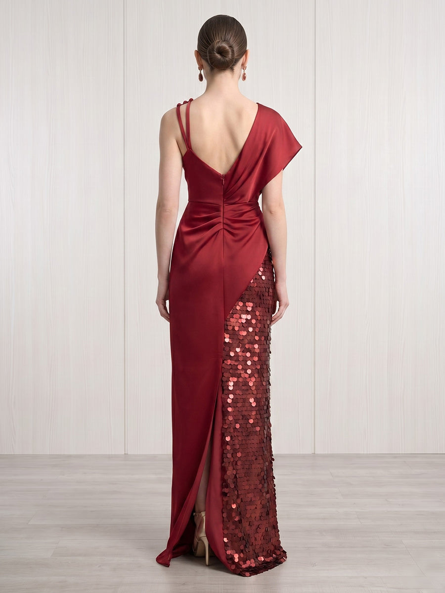 Sparkly Sequin Mermaid One Shoulder Long Formal Dresses