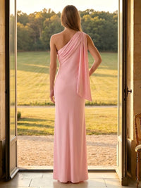 Satin Mermaid One Shoulder Long Formal Dresses