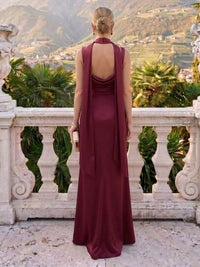 Satin Square Neck Mermaid Sleeveless Long Formal Dresses with Slit