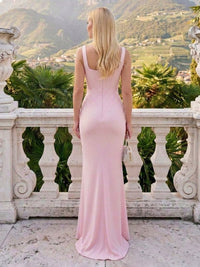 Satin Square Neck Mermaid Sleeveless Corset Long Formal Dresses
