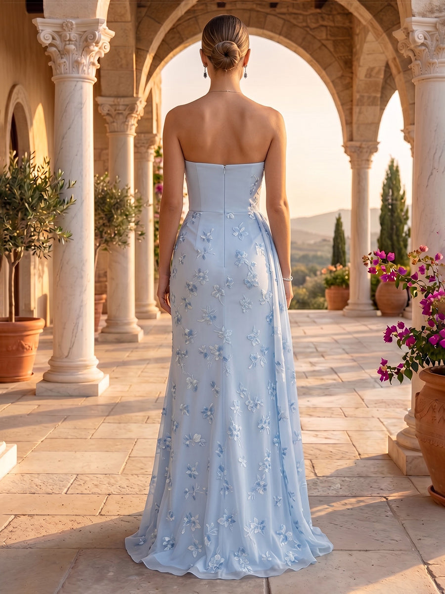Strapless Mermaid Lace Appliques Evening Dresses