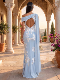 One Shoulder Sheath/Mermaid Lace Appliques Evening Dresses