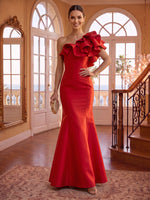One Shoulder Sheath/Mermaid Satin Floor Length Evening Dresses