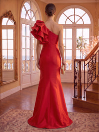 One Shoulder Sheath/Mermaid Satin Floor Length Evening Dresses