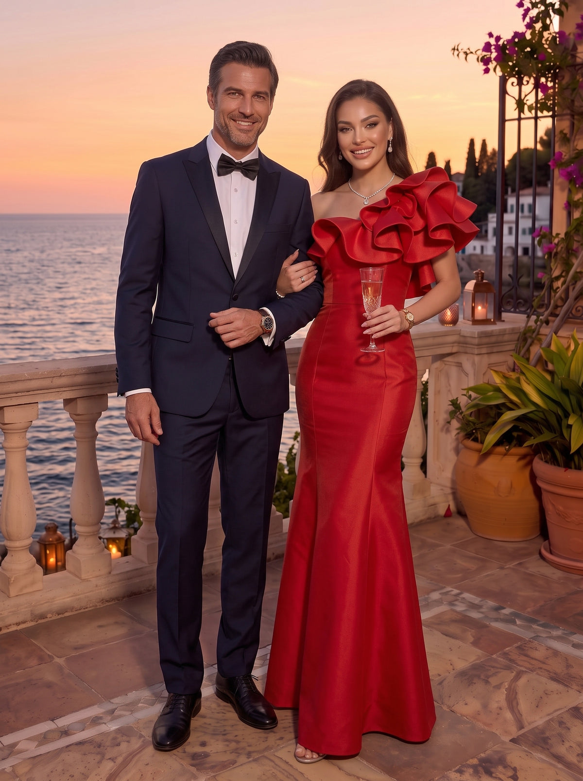 One Shoulder Sheath/Mermaid Satin Floor Length Evening Dresses