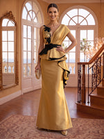 V Neck Sheath/Mermaid Satin Floor Length Evening Dresses