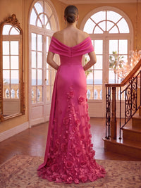 Off the Shoulder Satin Mermaid Lace Applique Sleeveless Evening Dresses