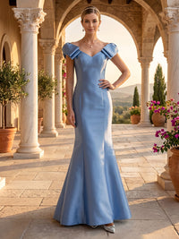 Off the Shoulder Mermaid Satin Sleeveless Evening Dresses