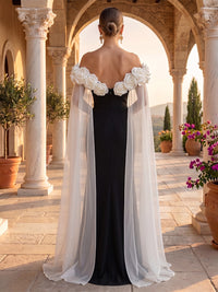 Off the Shoulder Satin Mermaid Sleeveless Evening Dresses with Slit