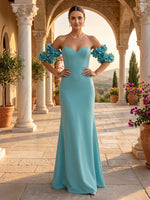 Off the Shoulder Sheath/Mermaid Satin Floor Length Evening Dresses