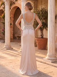 Jewel Mermaid Floor Length Lace Applique Evening Dresses