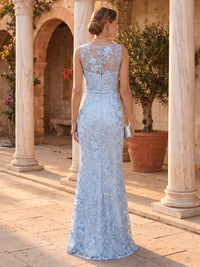 Jewel Mermaid Floor Length Jacquard Evening Dresses