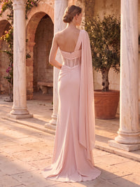 One Shoulder Mermaid Floor Length 3D Flower Evening Dresses