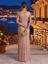 V Neck Mermaid Satin Sleeveless Rhinestone Long Evening Dresses