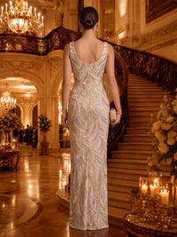 Sequin Sheath/Mermaid Floor Length Evening Dresses with Slit