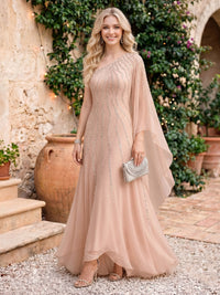 Sequin Sheath/Mermaid One Shoulder Long Sleeves Evening Dresses