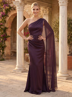 One Shoulder Satin Sheath/Mermaid Long Evening Dresses