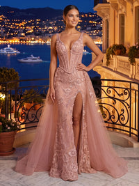 Lace Appliques Long V Neck Mermaid Evening Dresses with Train