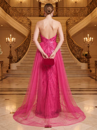 Strapless Sheath/Mermaid Sequin Floor Length Evening Dresses with Train