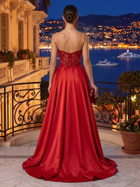 V Neck Sheath/Mermaid Sequin Lace Appliques Floor Length Evening Dresses with Train