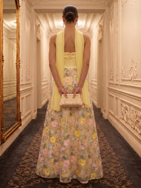 Strapless A Line Jacquard Long Evening Dresses with Scarf