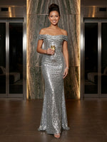 Off the Shoulder Sequin Sheath/Mermaid Floor Length Evening Dresses