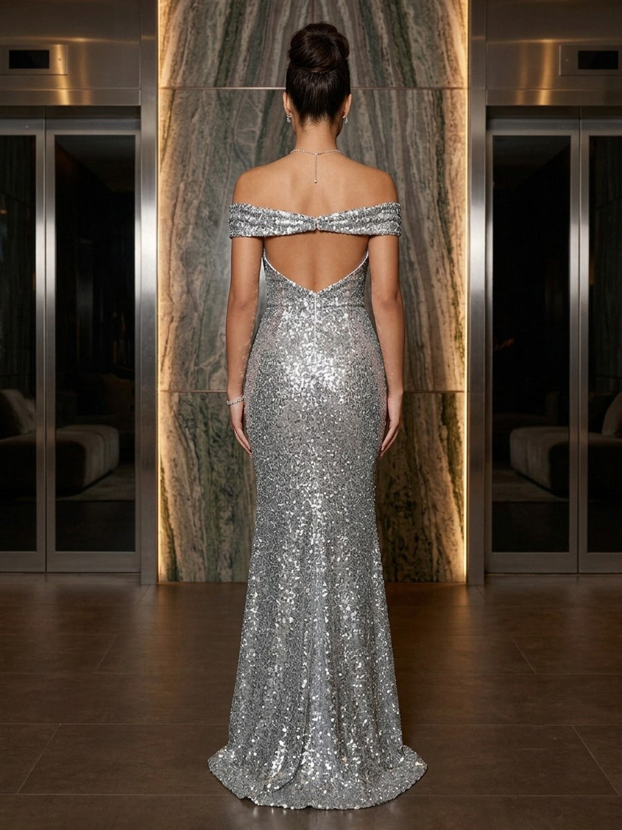 Off the Shoulder Sequin Sheath/Mermaid Floor Length Evening Dresses