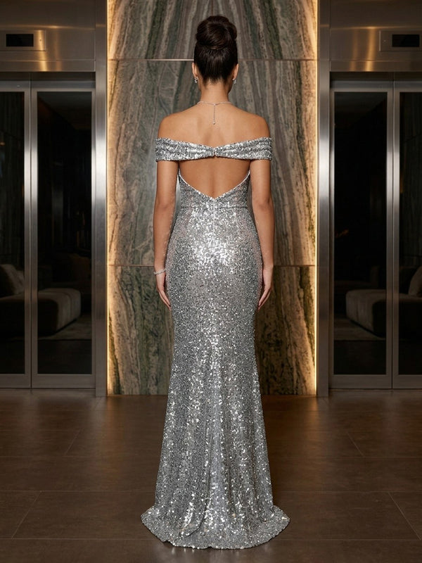 Off the Shoulder Sequin Sheath/Mermaid Floor Length Evening Dresses