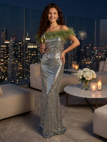 Strapless Sequin Mermaid Sleeveless Floor Length Evening Dresses