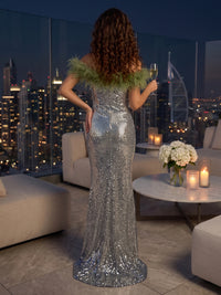 Strapless Sequin Mermaid Sleeveless Floor Length Evening Dresses