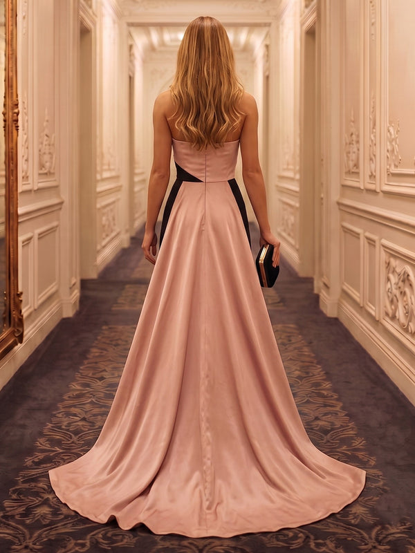 Strapless Satin Sheath/Mermaid Sleeveless Floor Length Evening Dresses