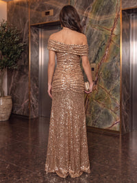One Shoulder Sequin Sheath/Mermaid Floor Length Long Evening Dresses with Slit