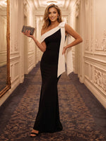 One Shoulder Satin Mermaid Floor Length Long Evening Dresses