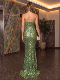 Sleeveless Strapless Sequin Sheath/Mermaid Floor Length Evening Dresses