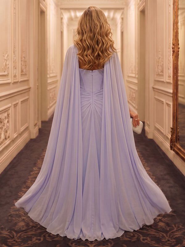 Strapless Chiffon A Line Floor Length Long Evening Dresses