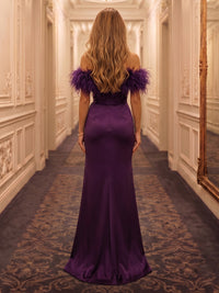 Off the Shoulder Mermaid Satin Floor Length Evening Dresses