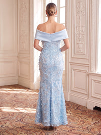 Metallic Jacquard Evening Dresses Sheath/Mermaid Off the Shoulder Floor Length with Slit