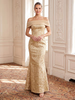 Metallic Jacquard Sheath/Mermaid Evening Dresses Off the Shoulder Floor Length