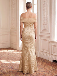 Metallic Jacquard Sheath/Mermaid Evening Dresses Off the Shoulder Floor Length