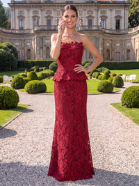 Lace Evening Dresses Sheath/Mermaid Strapless Sleeveless Floor Length