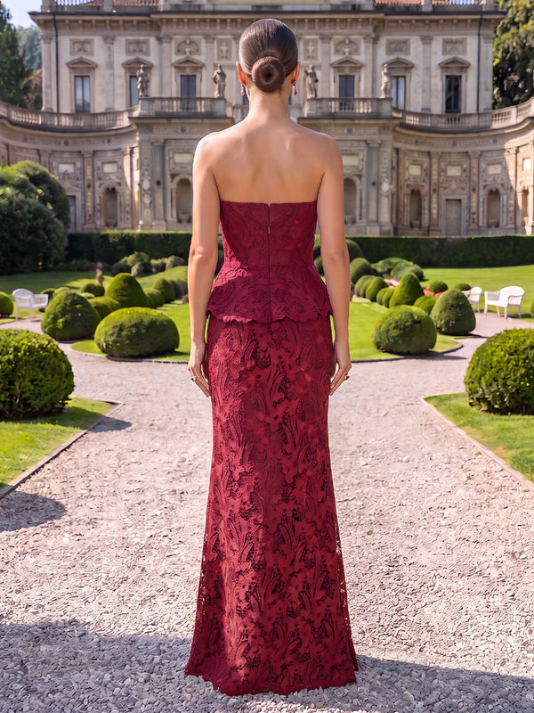 Lace Evening Dresses Sheath/Mermaid Strapless Sleeveless Floor Length