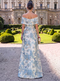 Jacquard Evening Dresses A Line Off the Shoulder Floor Length