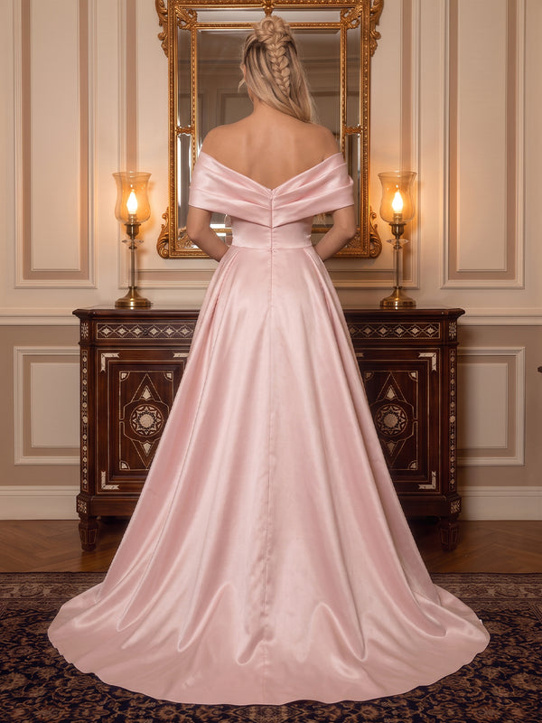 Sequin Evening Dresses A Line Off the Shoulder Floor Length with Train