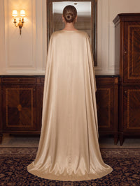 Sequin Evening Dresses Mermaid/Sheath V Neck Cape Sleeves Floor Length