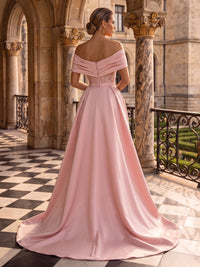 Sequin Evening Dresses A Line Off the Shoulder Sleeveless with Train