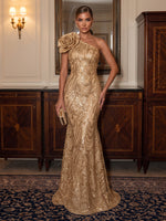 Floral Sequin Evening Dresses Mermaid/Sheath Sleeveless Floor Length