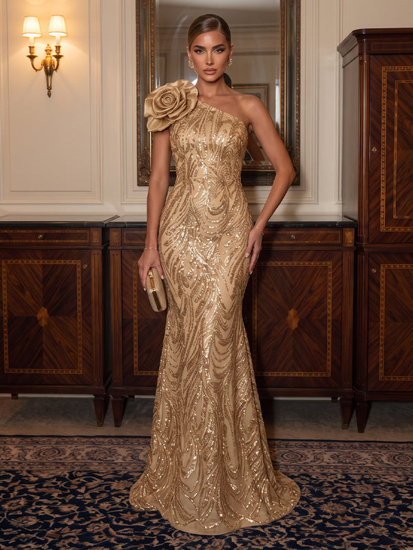 Floral Sequin Evening Dresses Mermaid/Sheath Sleeveless Floor Length