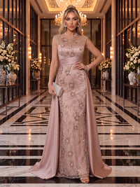 Sequin Evening Dresses Sheath/Mermaid Scoop Neck Sleeveless Floor Length with Train Formal Gala Dress