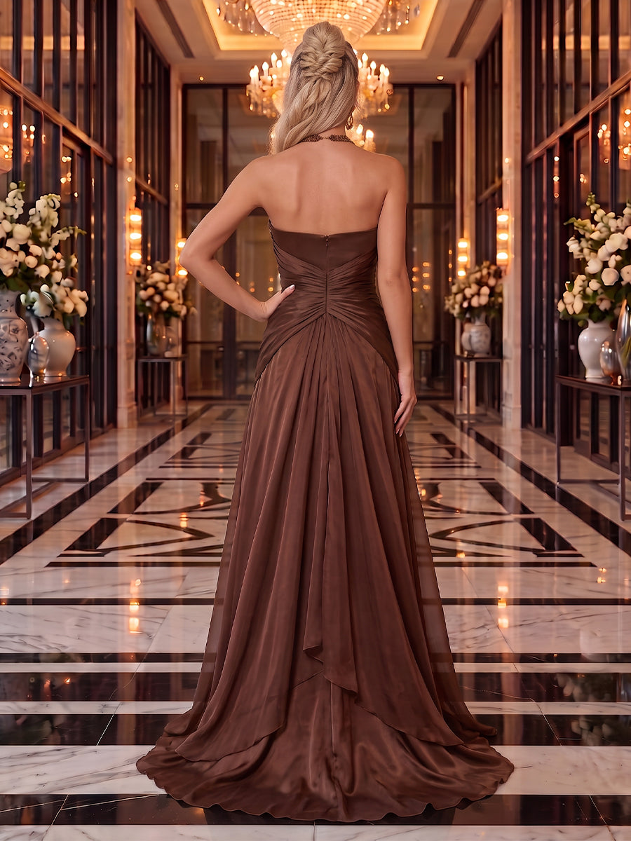 Organza Evening Dresses A Line Sweetheart Sleeveless Floor Length Ruched Tiered for Party Formal