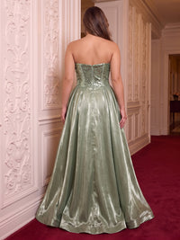 Plus Size Strapless Sequin Evening Dresses Mermaid/Sheath Floor Length Formal Party Dresses with Train